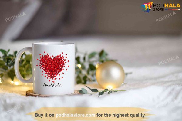 Valentines Day Heart Gift With Name Mug, Custom Name Valentines Day Mug