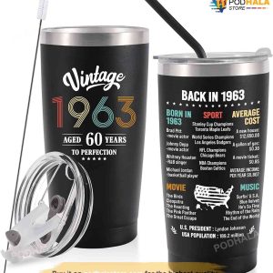 Vintage 1963 Aged 60 Years 60th Birthday Tumbler Sixty Birthday Present 1
