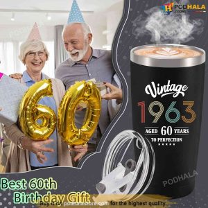 Vintage 1963 Aged 60 Years 60th Birthday Tumbler Sixty Birthday Present 3