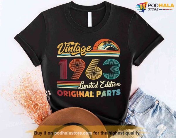 Vintage 1963 Limited Edition Original Parts T-Shirt, 60th Birthday Shirt