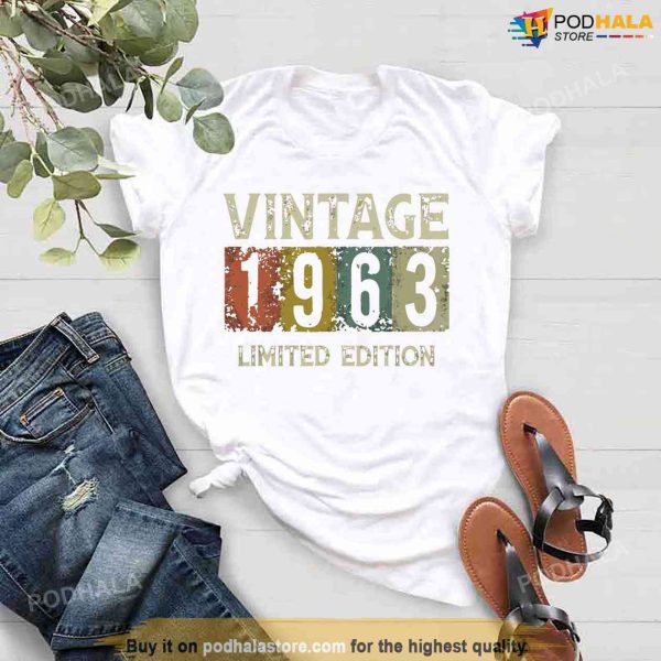 Vintage 1963 Unisex White Shirt, 60th Birthday Gift For Men