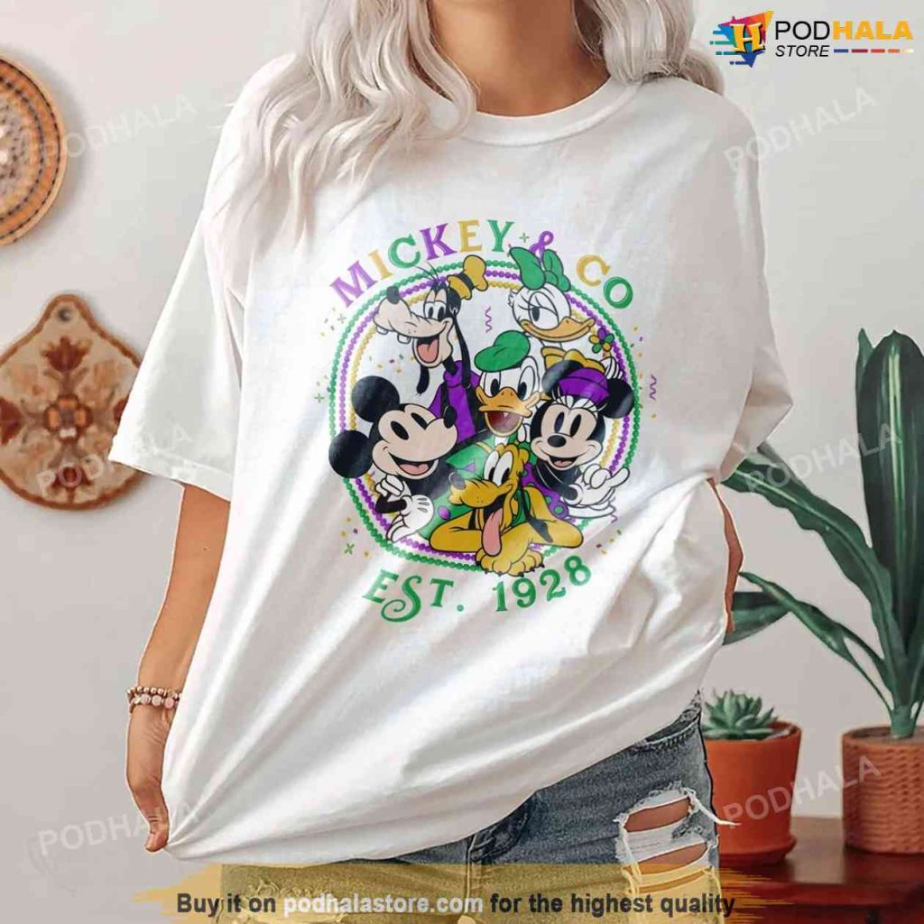 Vintage Mickey Co 1928 Disney Mardi Gras Shirt, Retro Mickey And Friends