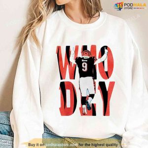 Joe Burrow Sweatshirt, Who Dey Cincinnati Bengals Tee Tops Crewneck