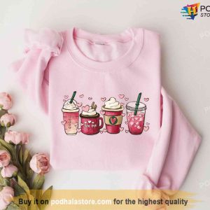 Womens Valentines Day Sweatshirt, Valentine Coffee Latte Shirt