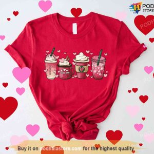 Womens Valentines Day Sweatshirt Valentine Coffee Latte Tshirt
