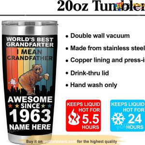 Worlds Best Grandfarter I Mean Grandfather 1963 60th Birthday Tumbler 3