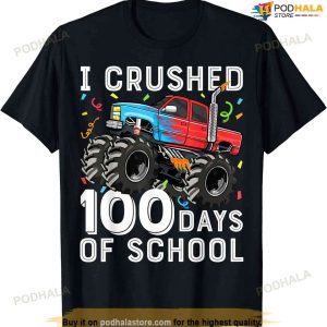 100 Days Of School Monster Truck 100th Day Of School Boys T-shirt L6d