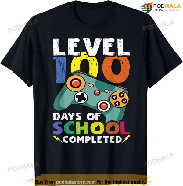 100 Days School Video Gamer 100th Day Teacher Student Kids T-shirt