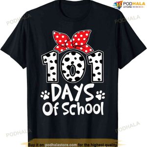 101 Days Of School Cute Dog Happy 100th Day Students Kids T-shirt