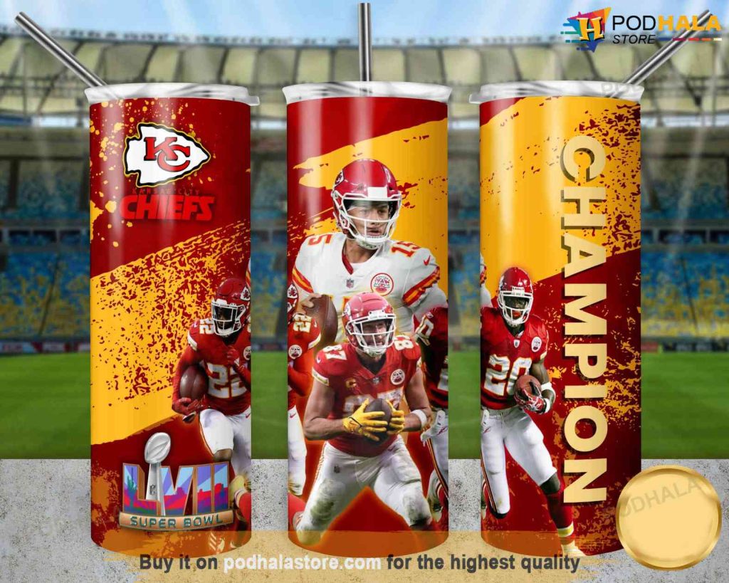 20 oz Chiefs Skinny Tumbler, Kansas City Chiefs Super Bowl LVII 2023