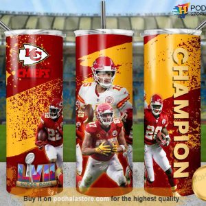 20 oz Chiefs Skinny Tumbler, Kansas City Chiefs Super Bowl LVII 2023