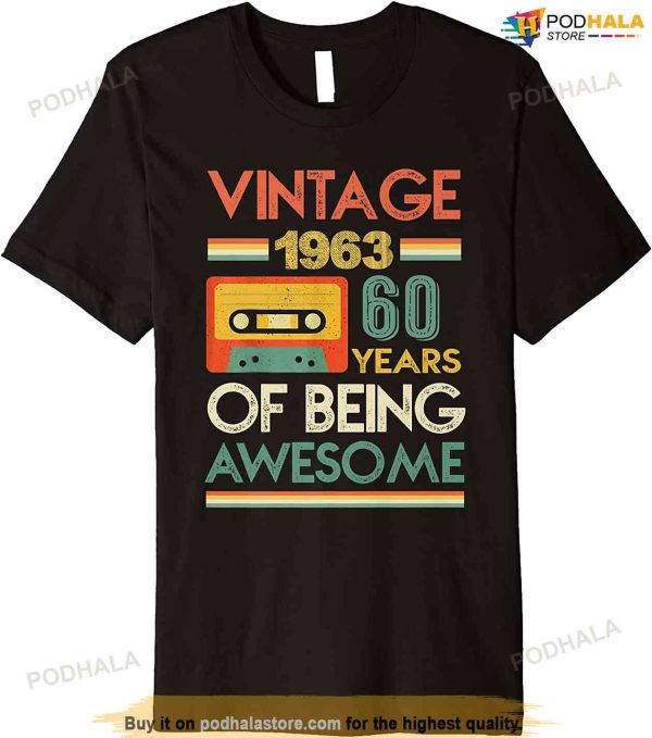 60 Year Old Gift Boys Girls Vintage 1963 60th Birthday Retro T-Shirt