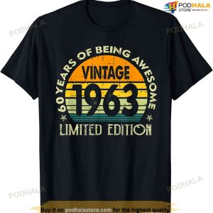 60 Year Old Gift Vintage 1963 Men Women 60th Birthday Retro T-Shirt