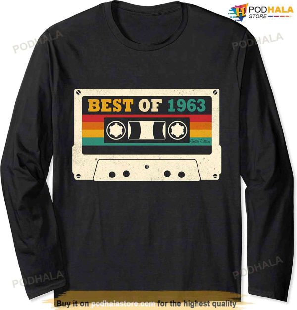 60 Year Old Gifts Best of 1963 Vintage 60th Birthday Retro Long Sleeve T-Shirt