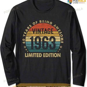 60 Year Old Gifts Made in 1963 Vintage 60th Birthday Retro Long Sleeve T-Shirt