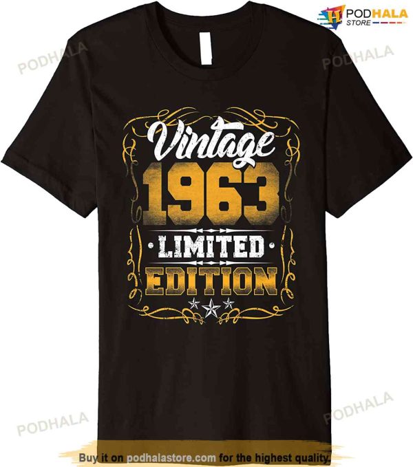 60 Year Old Gifts Retro Vintage Born In 1963 60th Birthday Shirt