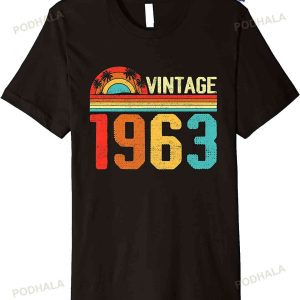 60 Year Old Vintage 1963 60th Birthday Retro Gift Men Women Premium T-Shirt