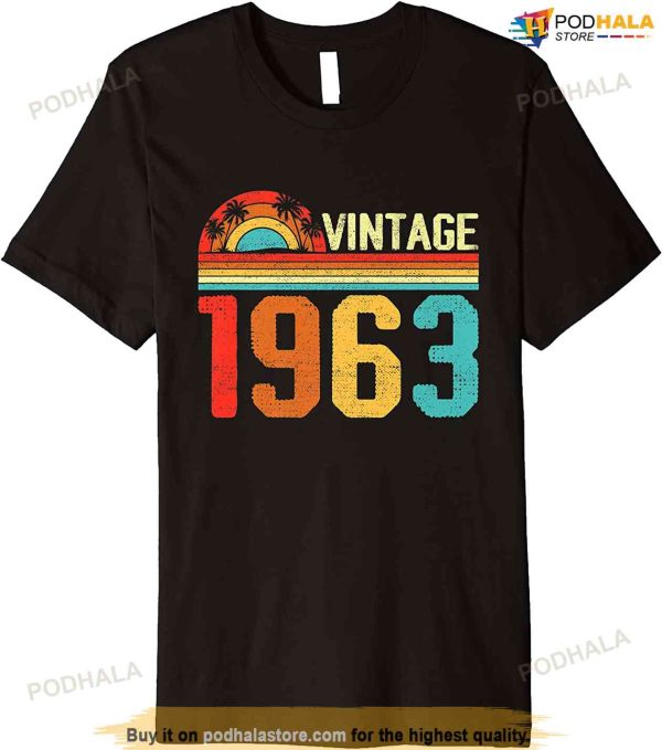 60 Year Old Vintage 1963 60th Birthday Retro Gift Men Women Premium T-Shirt