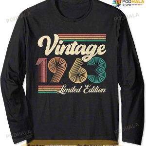 60 Year Old Vintage 1963 Limited Edition 60th Birthday Retro Long Sleeve T-Shirt