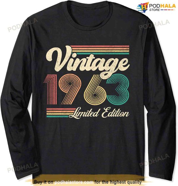 60 Year Old Vintage 1963 Limited Edition 60th Birthday Retro Long Sleeve T-Shirt