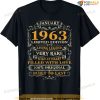 60th Birthday Gift 60 Years Old Retro Vintage January 1963 T-Shirt