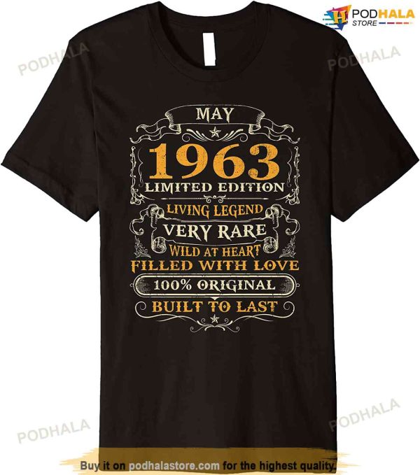 60th Birthday Gift 60 Years Old Retro Vintage May 1963 T-Shirt