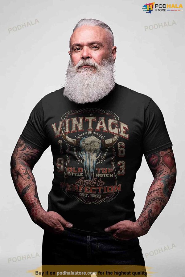 60th Birthday Gift Shirt for Men, Vintage 1963 Aged to Perfection