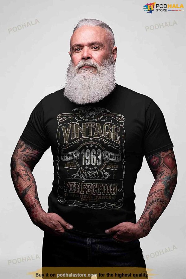 60th Birthday Gift Shirt for Men, Vintage 1963 Aged to Perfection, 60th Birthday Gift