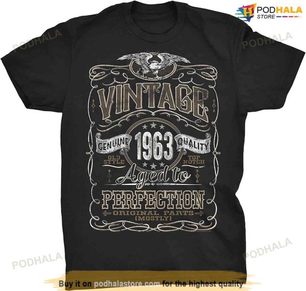 60th Birthday Gift Shirt for Men, Vintage 1963 Aged to Perfection, 60th Birthday Gift