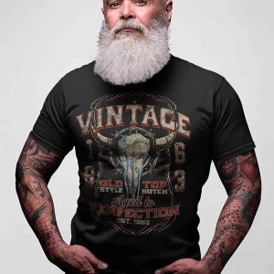 60th Birthday Gift Shirt for Men - Vintage 1963 Aged to Perfection - Bull Skull - 60th Birthday Gift