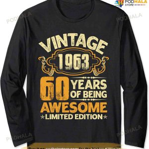 60th Birthday Retro Limited Edition Vintage 1963 60 Year Old Long Sleeve T-Shirt