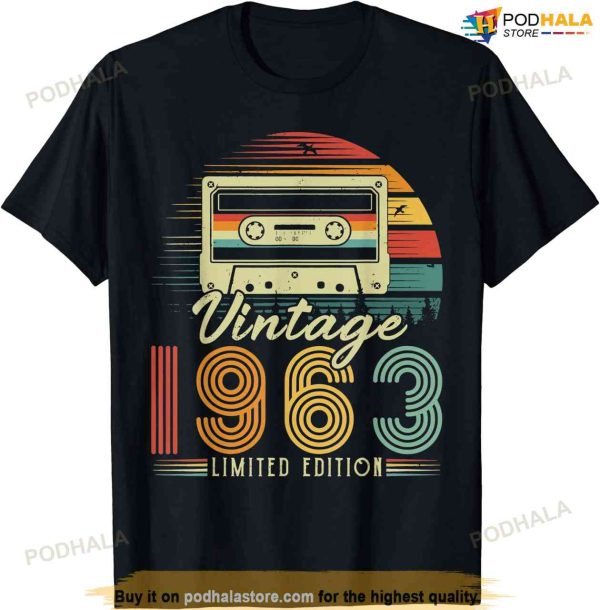 60th Birthday Vintage 1963 Cassette Tape Retro Style T-Shirt