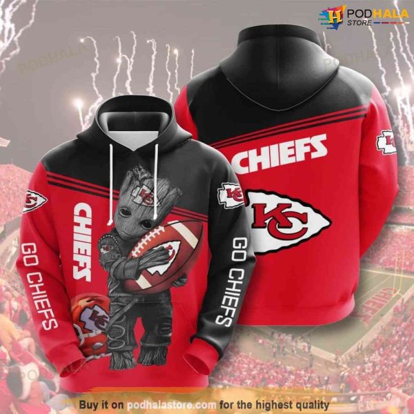 Baby Groot Kansas City Chiefs 3D Hoodie, Super Bowl Merchandise