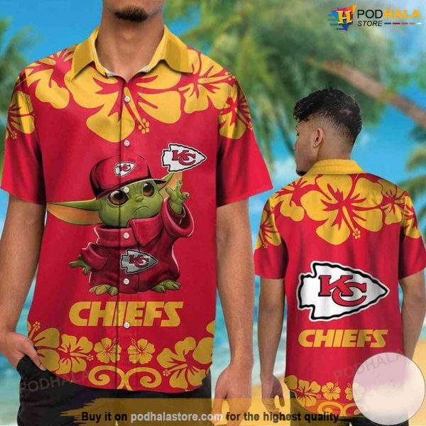 Baby Yoda Kansas City Chiefs Hawaiian Shirt, Star Wars Gift For Fans