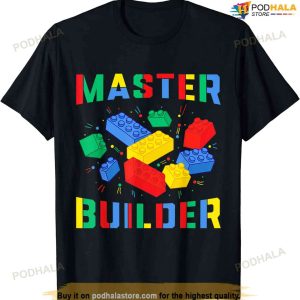 Brick Builder Blocks Funny Blocks Master Builder Kids Blocks T-shirt