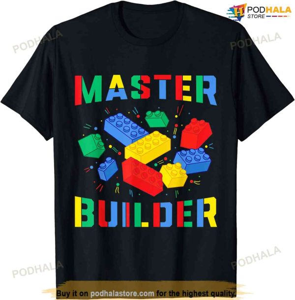 Brick Builder Blocks Funny Blocks Master Builder Kids Blocks T-shirt