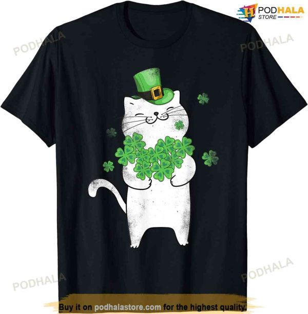 Cat Leprechaun T-shirt Cat Lover Shamrock St Patrick’s Day T-shirt