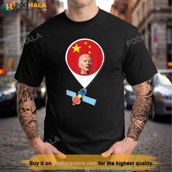 Chinese Spy Balloon Funny Surveillance Joe Biden China Flag T-Shirt
