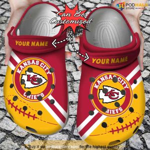 Custom Name KC Chiefs Crocs, Funny Half Tone Drip Flannel Shoes