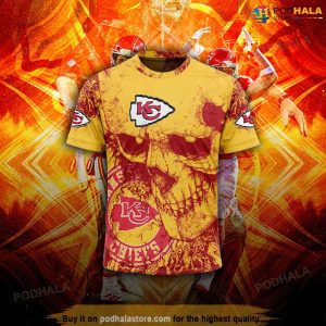 Custom Name Kansas City Chiefs Skull Flowing 3d Hoodie Super Bowl Shirt 5