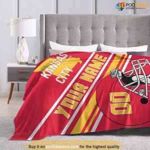 Custom Name Number Kc Chiefs Blanket Personalized Fleece Blankets Gift 3