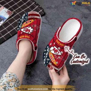 Custom Name US American Flag Kansas City Chiefs Crocs 2