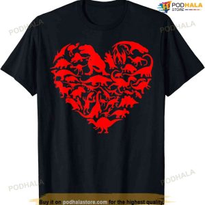 Dinosaur Love Heart Cute Valentines Day Boys Kids Toddlers T-shirt