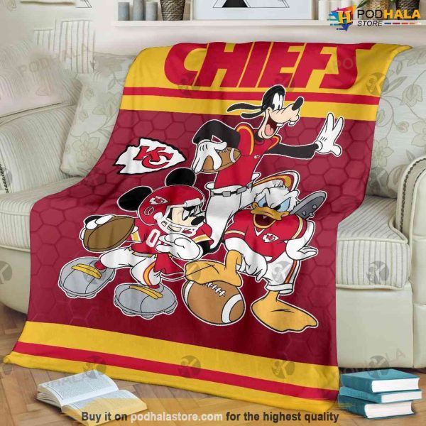 Disney Mickey Mouse Kansas City Chiefs Blanket, NFL Team Football Blanket