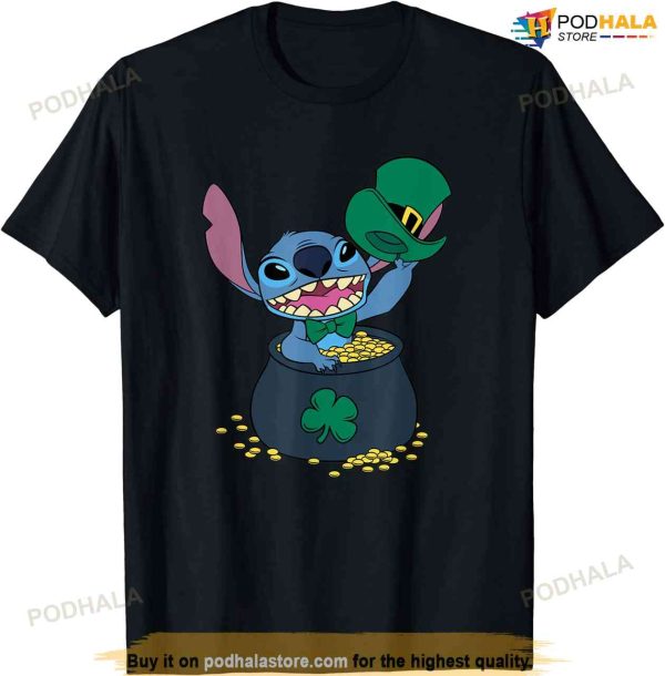 Disney Stitch Pot Of Gold Shamrock St. Patrick’s Day T-shirt
