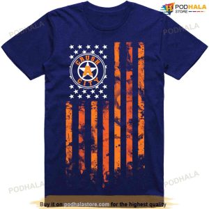 Distressed American Flag Baseball Houston Astros Tshirt