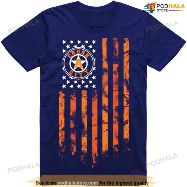 Distressed American Flag Baseball Houston Astros Shirt