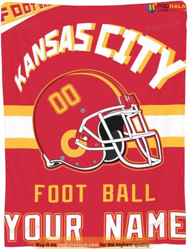 Fleece Blanket Kansas City Customized Name, Kc Chiefs Merchandise