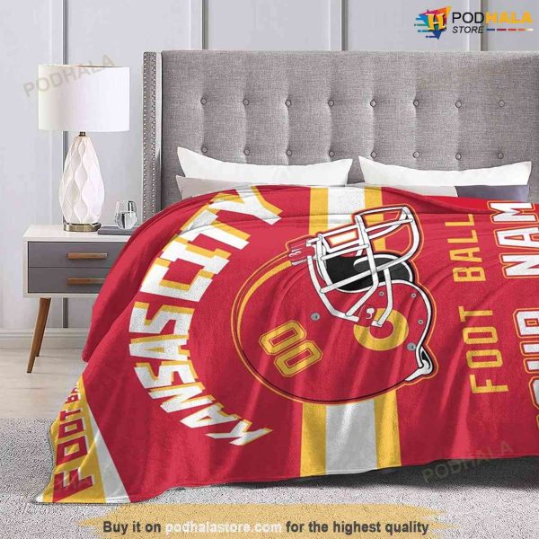 Fleece Blanket Kansas City Customized Name, Kc Chiefs Merchandise