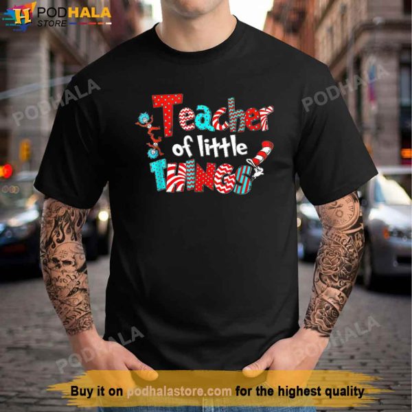 Funny Teacher Of Little Things For Teacher Cat In Hat Shirt